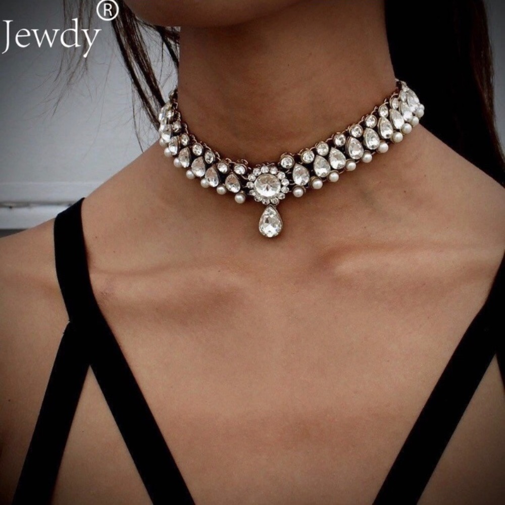 NEW!💙💎RHINESTONE & PEARL LOOK CHOKER!💎💙LOVELY! - Picture 6 of 8